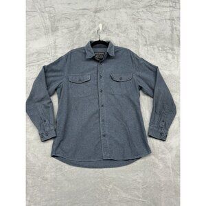 GRIZZLY MOUNTAIN RUGGED COWBOYCORE WESTERN FLANNEL SOLID GREY MENS BUTTON UP LAR